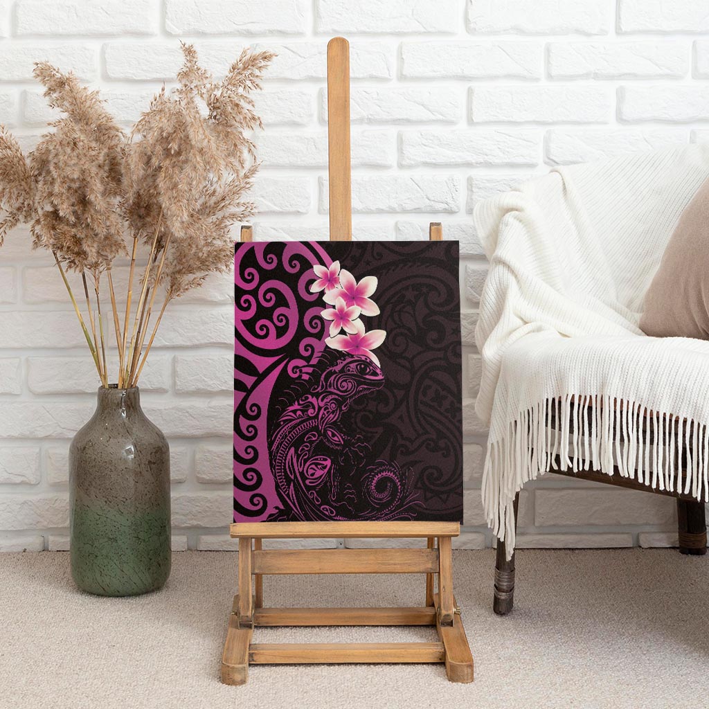 New Zealand Tuatara Plumeria Canvas Wall Art Maori Pink Koru Tribal Tattoo LT01 - Polynesian Pride