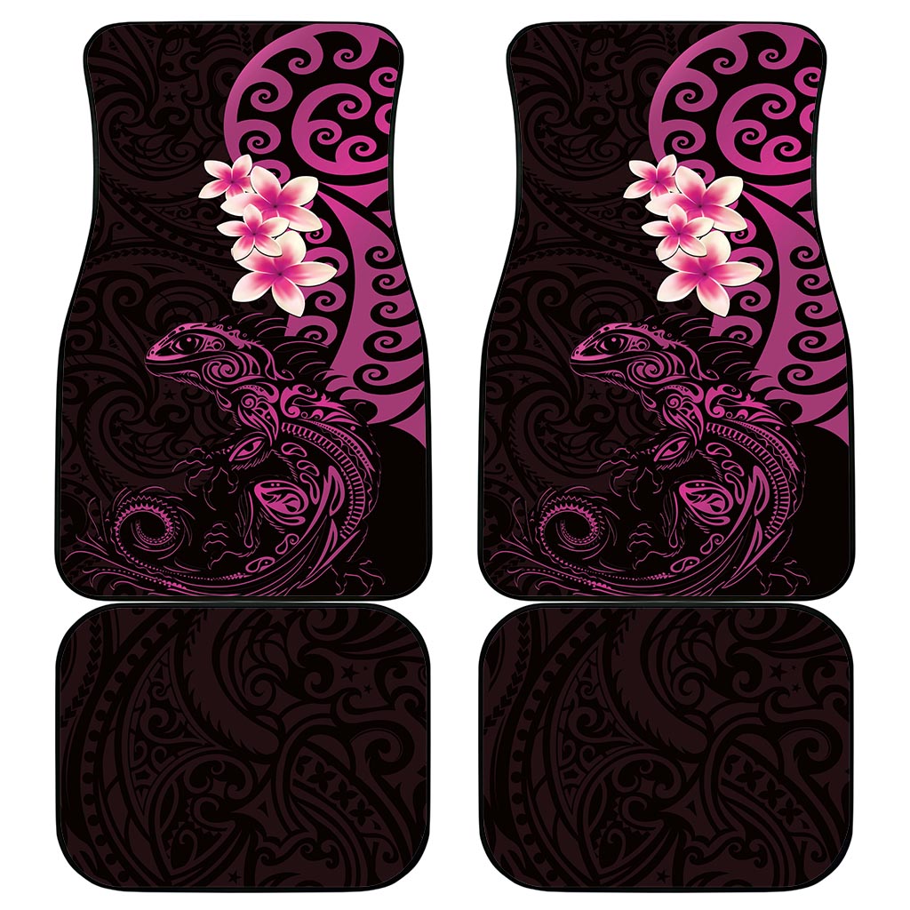 New Zealand Tuatara Plumeria Car Mats Maori Pink Koru Tribal Tattoo LT01 - Polynesian Pride