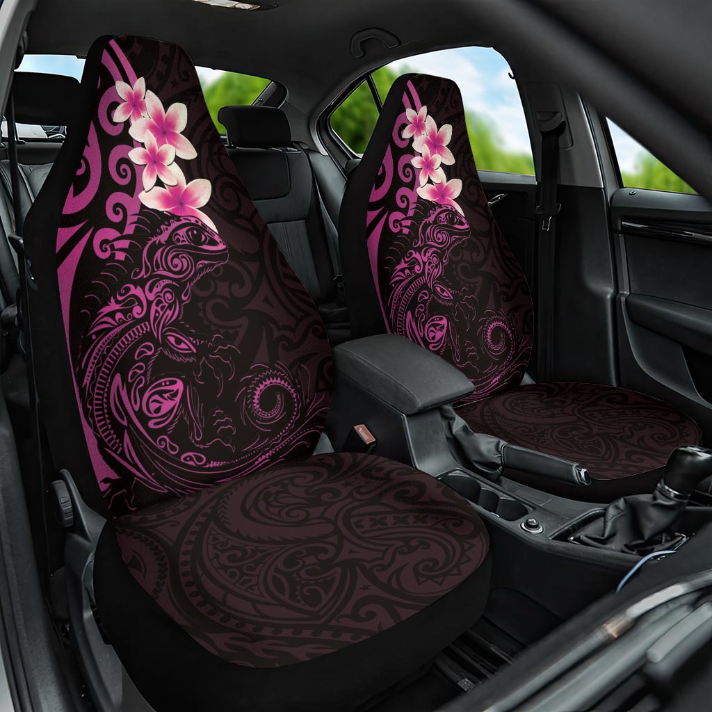 New Zealand Tuatara Plumeria Car Seat Cover Maori Pink Koru Tribal Tattoo LT01 One Size Pink - Polynesian Pride