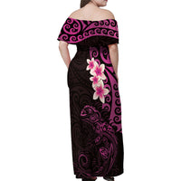 New Zealand Tuatara Plumeria Family Matching Off Shoulder Maxi Dress and Hawaiian Shirt Maori Pink Koru Tribal Tattoo LT01 - Polynesian Pride
