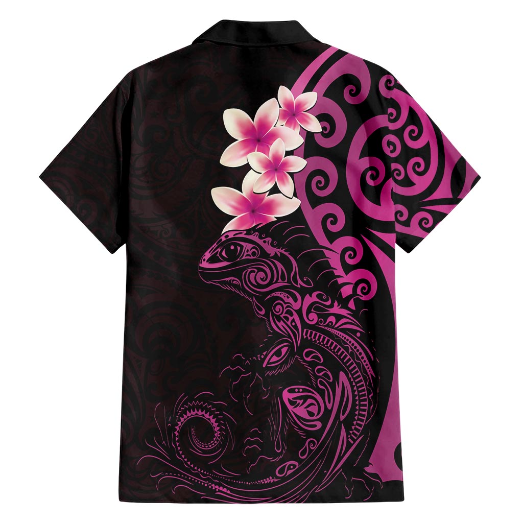 New Zealand Tuatara Plumeria Hawaiian Shirt Maori Pink Koru Tribal Tattoo LT01 - Polynesian Pride