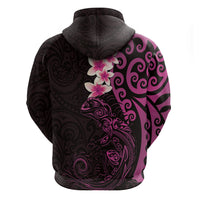 New Zealand Tuatara Plumeria Hoodie Maori Pink Koru Tribal Tattoo LT01 - Polynesian Pride