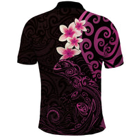 New Zealand Tuatara Plumeria Polo Shirt Maori Pink Koru Tribal Tattoo LT01 - Polynesian Pride