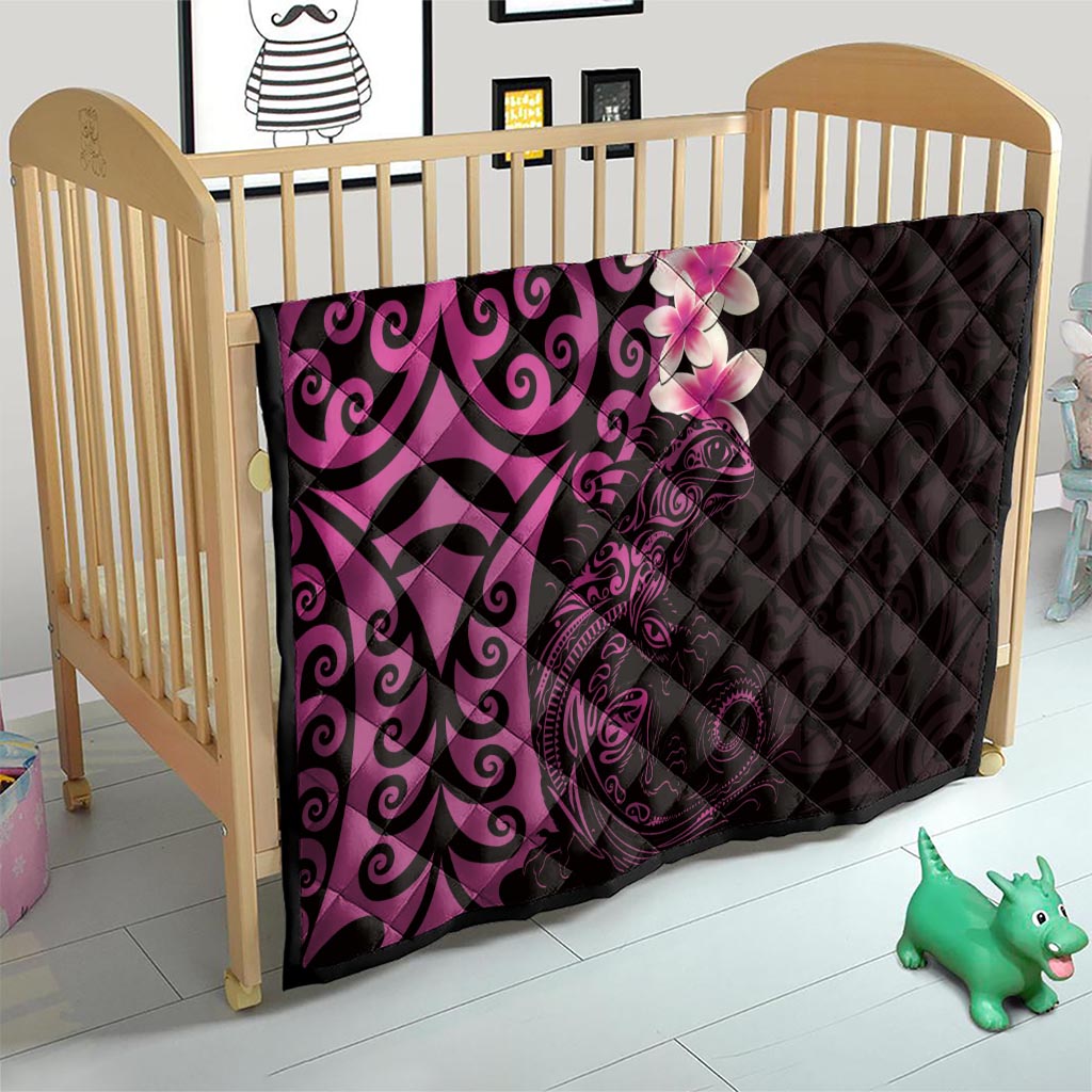 New Zealand Tuatara Plumeria Quilt Maori Pink Koru Tribal Tattoo LT01 - Polynesian Pride