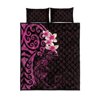 New Zealand Tuatara Plumeria Quilt Bed Set Maori Pink Koru Tribal Tattoo LT01 - Polynesian Pride