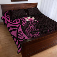 New Zealand Tuatara Plumeria Quilt Bed Set Maori Pink Koru Tribal Tattoo LT01 - Polynesian Pride