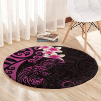 New Zealand Tuatara Plumeria Round Carpet Maori Pink Koru Tribal Tattoo LT01 - Polynesian Pride