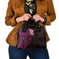 New Zealand Tuatara Plumeria Shoulder Handbag Maori Pink Koru Tribal Tattoo LT01 - Polynesian Pride