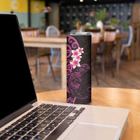 New Zealand Tuatara Plumeria Skinny Tumbler Maori Pink Koru Tribal Tattoo LT01 - Polynesian Pride