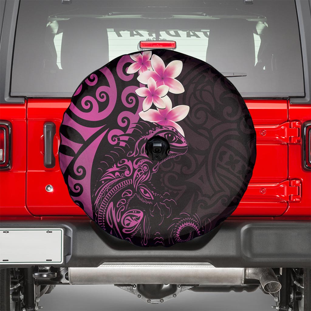New Zealand Tuatara Plumeria Spare Tire Cover Maori Pink Koru Tribal Tattoo LT01 - Polynesian Pride