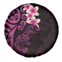 New Zealand Tuatara Plumeria Spare Tire Cover Maori Pink Koru Tribal Tattoo LT01 - Polynesian Pride