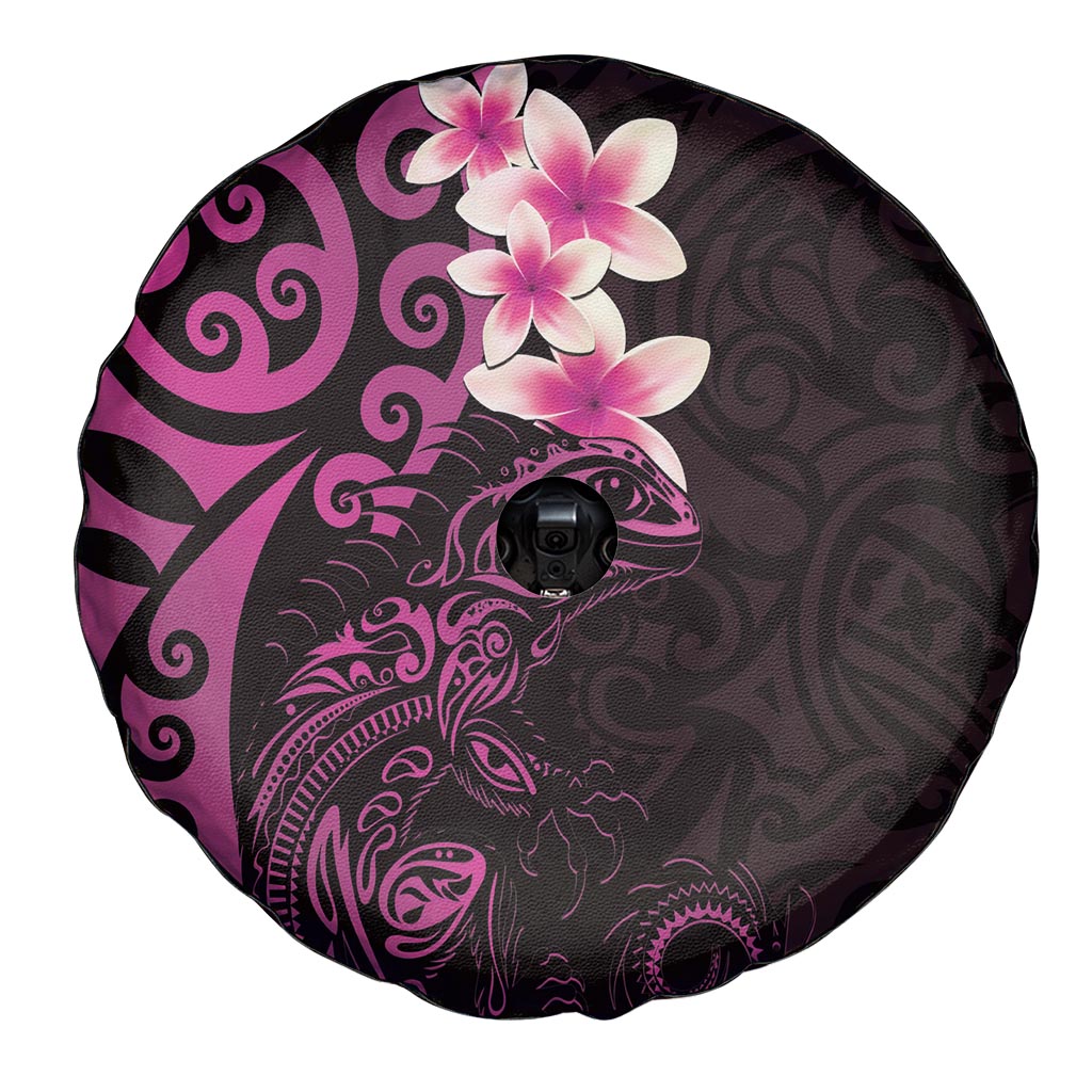 New Zealand Tuatara Plumeria Spare Tire Cover Maori Pink Koru Tribal Tattoo LT01 - Polynesian Pride