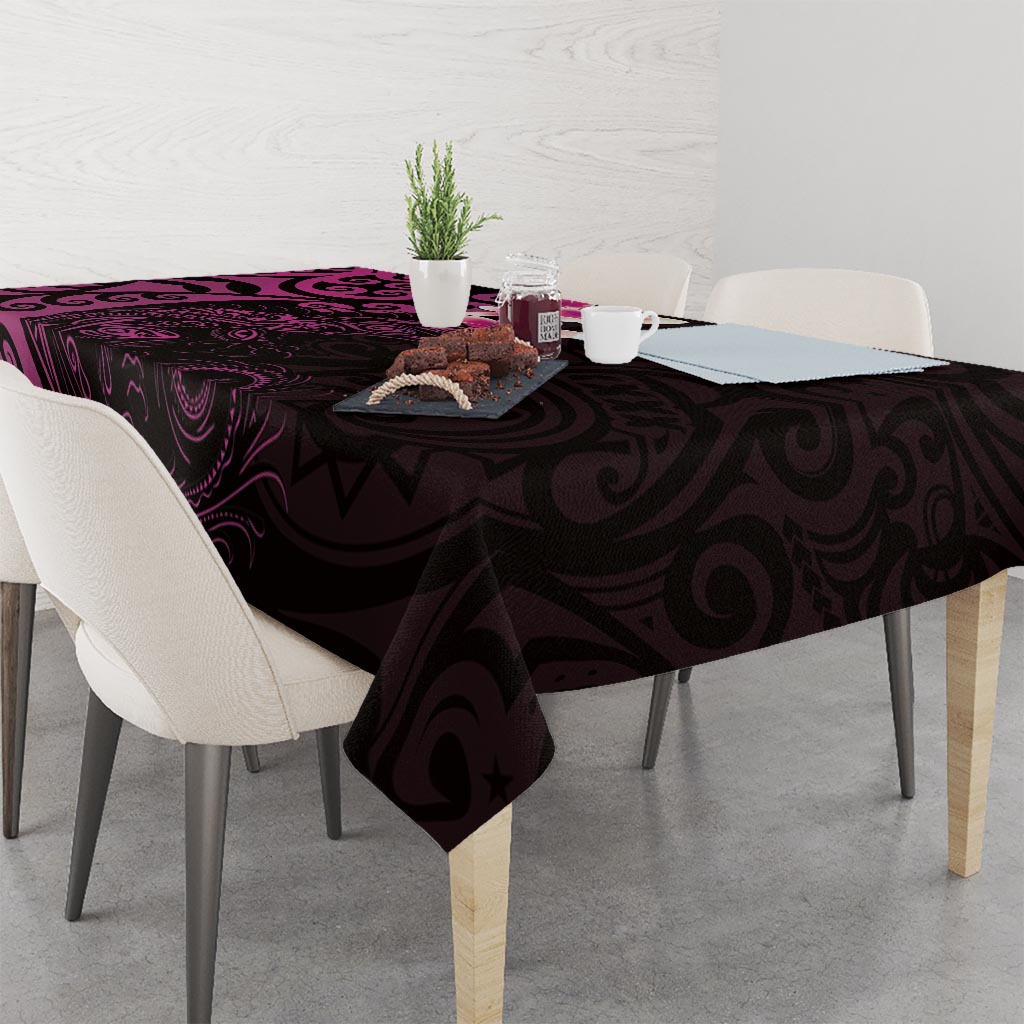 New Zealand Tuatara Plumeria Tablecloth Maori Pink Koru Tribal Tattoo LT01 - Polynesian Pride