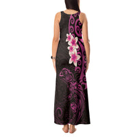 New Zealand Tuatara Plumeria Tank Maxi Dress Maori Pink Koru Tribal Tattoo LT01 - Polynesian Pride