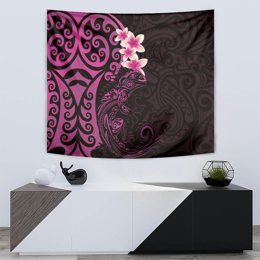 New Zealand Tuatara Plumeria Tapestry Maori Pink Koru Tribal Tattoo LT01 - Polynesian Pride