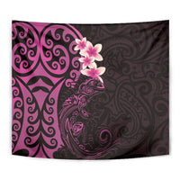 New Zealand Tuatara Plumeria Tapestry Maori Pink Koru Tribal Tattoo LT01 - Polynesian Pride