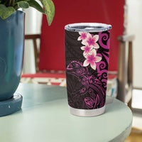 New Zealand Tuatara Plumeria Tumbler Cup Maori Pink Koru Tribal Tattoo LT01 - Polynesian Pride