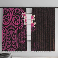 New Zealand Tuatara Plumeria Window Curtain Maori Pink Koru Tribal Tattoo LT01 With Hooks Pink - Polynesian Pride
