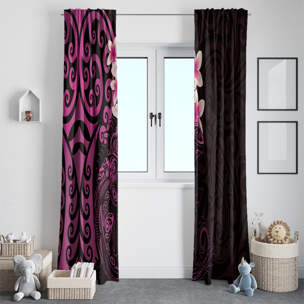 New Zealand Tuatara Plumeria Window Curtain Maori Pink Koru Tribal Tattoo LT01 - Polynesian Pride