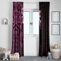 New Zealand Tuatara Plumeria Window Curtain Maori Pink Koru Tribal Tattoo LT01 - Polynesian Pride