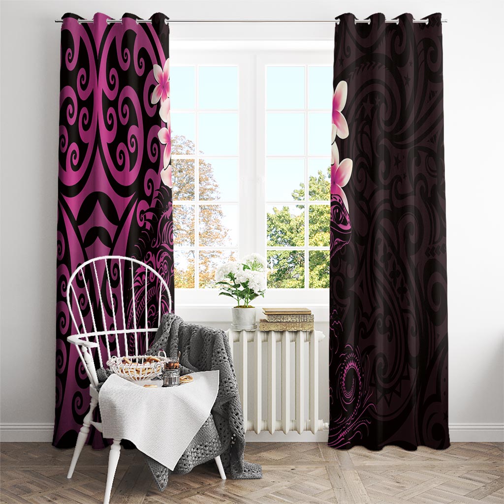 New Zealand Tuatara Plumeria Window Curtain Maori Pink Koru Tribal Tattoo LT01 - Polynesian Pride