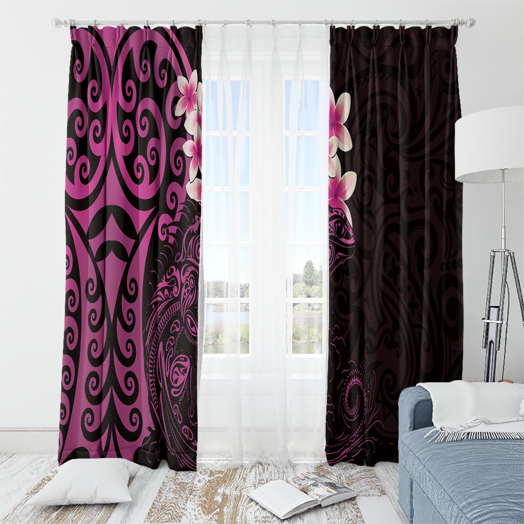 New Zealand Tuatara Plumeria Window Curtain Maori Pink Koru Tribal Tattoo LT01 - Polynesian Pride