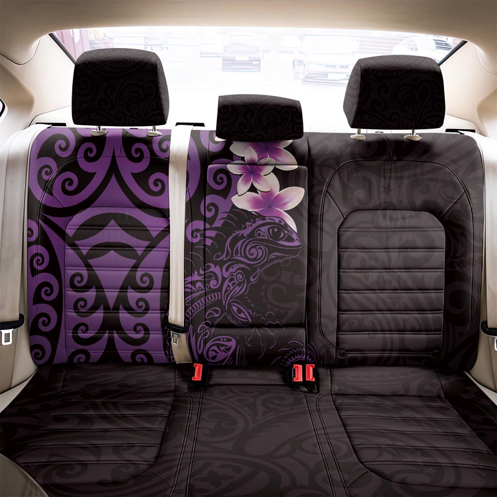 New Zealand Tuatara Plumeria Back Car Seat Cover Maori Purple Koru Tribal Tattoo LT01 - Polynesian Pride