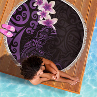 New Zealand Tuatara Plumeria Beach Blanket Maori Purple Koru Tribal Tattoo LT01 - Polynesian Pride