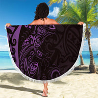 New Zealand Tuatara Plumeria Beach Blanket Maori Purple Koru Tribal Tattoo LT01 - Polynesian Pride