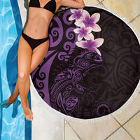 New Zealand Tuatara Plumeria Beach Blanket Maori Purple Koru Tribal Tattoo LT01 - Polynesian Pride