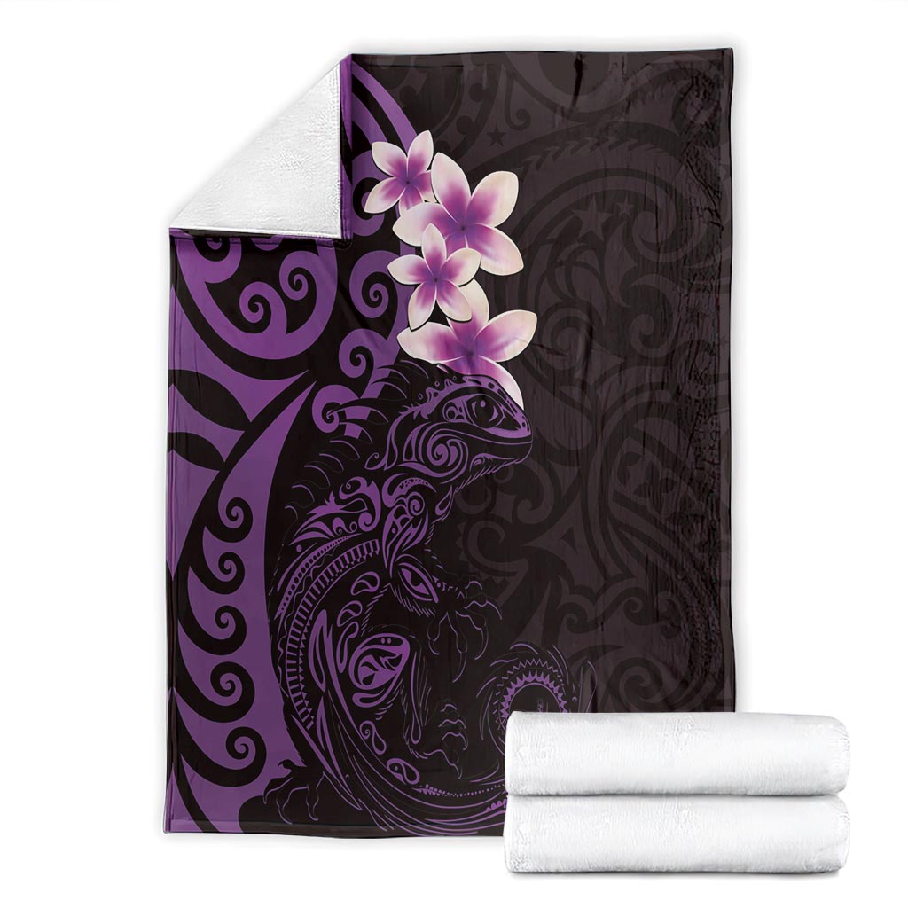 New Zealand Tuatara Plumeria Blanket Maori Purple Koru Tribal Tattoo LT01 - Polynesian Pride