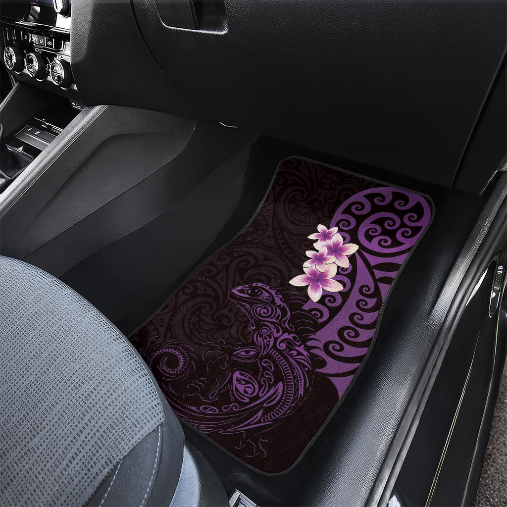 New Zealand Tuatara Plumeria Car Mats Maori Purple Koru Tribal Tattoo LT01 - Polynesian Pride