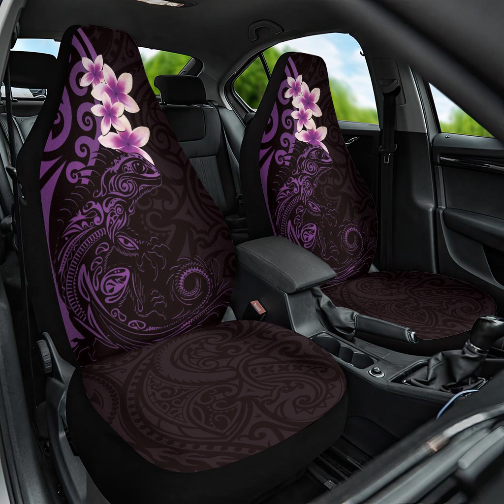 New Zealand Tuatara Plumeria Car Seat Cover Maori Purple Koru Tribal Tattoo LT01 One Size Purple - Polynesian Pride
