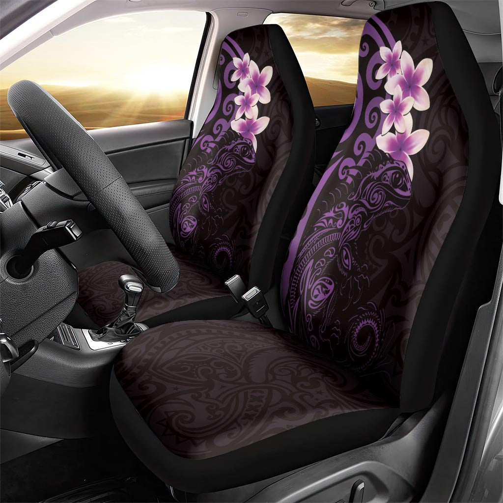 New Zealand Tuatara Plumeria Car Seat Cover Maori Purple Koru Tribal Tattoo LT01 - Polynesian Pride