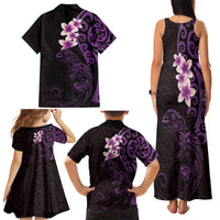New Zealand Tuatara Plumeria Family Matching Tank Maxi Dress and Hawaiian Shirt Maori Purple Koru Tribal Tattoo LT01 - Polynesian Pride