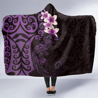 New Zealand Tuatara Plumeria Hooded Blanket Maori Purple Koru Tribal Tattoo LT01 - Polynesian Pride
