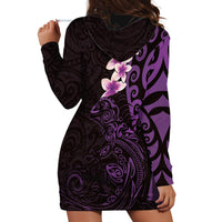 New Zealand Tuatara Plumeria Hoodie Dress Maori Purple Koru Tribal Tattoo LT01 - Polynesian Pride
