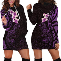 New Zealand Tuatara Plumeria Hoodie Dress Maori Purple Koru Tribal Tattoo LT01 - Polynesian Pride