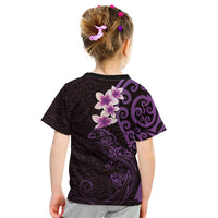 New Zealand Tuatara Plumeria Kid T Shirt Maori Purple Koru Tribal Tattoo LT01 - Polynesian Pride