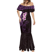 New Zealand Tuatara Plumeria Mermaid Dress Maori Purple Koru Tribal Tattoo LT01 - Polynesian Pride