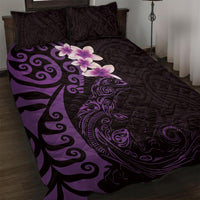 New Zealand Tuatara Plumeria Quilt Bed Set Maori Purple Koru Tribal Tattoo LT01 Purple - Polynesian Pride