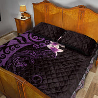 New Zealand Tuatara Plumeria Quilt Bed Set Maori Purple Koru Tribal Tattoo LT01 - Polynesian Pride