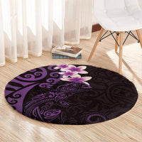 New Zealand Tuatara Plumeria Round Carpet Maori Purple Koru Tribal Tattoo LT01 - Polynesian Pride