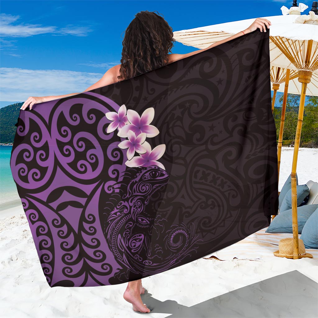 New Zealand Tuatara Plumeria Sarong Maori Purple Koru Tribal Tattoo LT01 One Size 44 x 66 inches Purple - Polynesian Pride