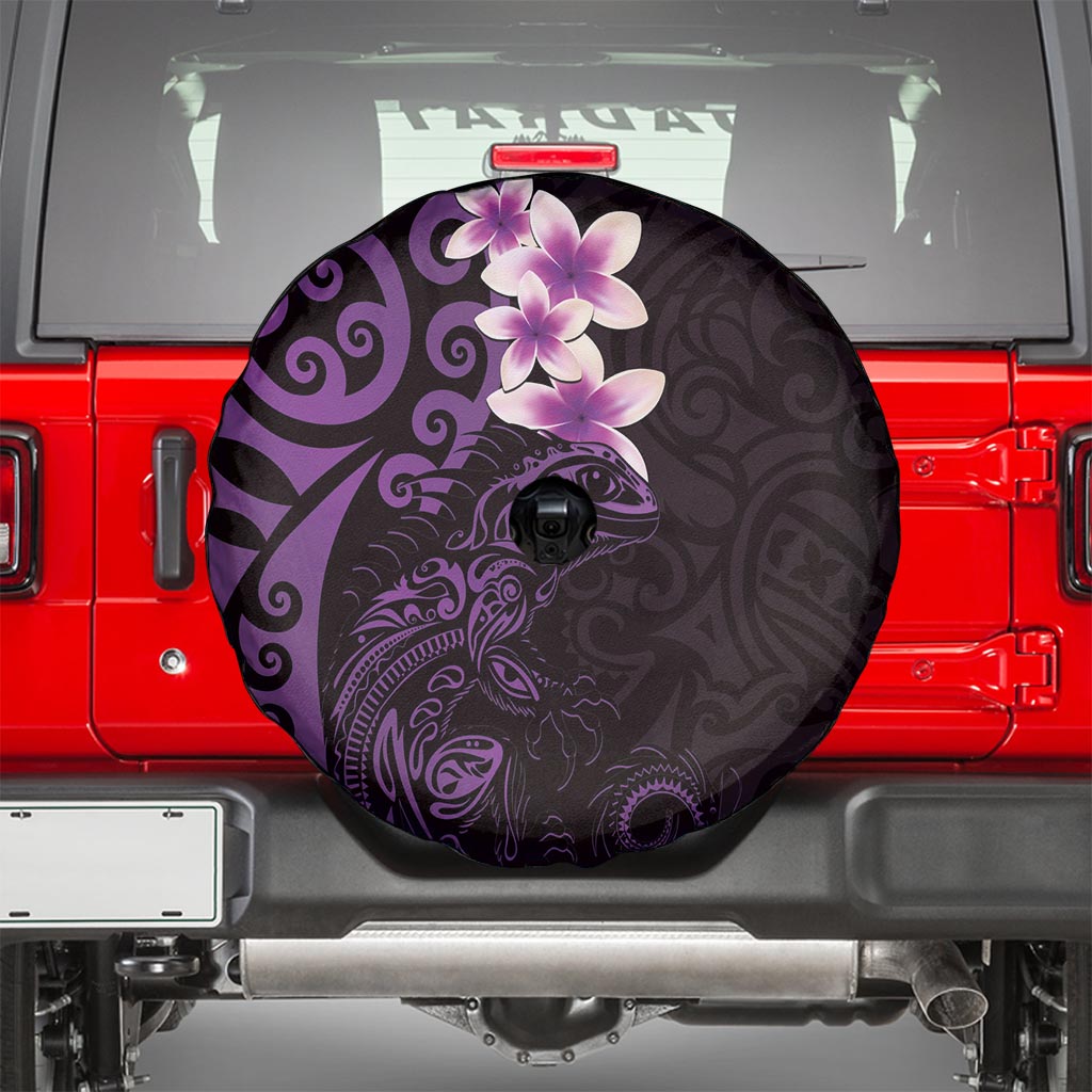 New Zealand Tuatara Plumeria Spare Tire Cover Maori Purple Koru Tribal Tattoo LT01 - Polynesian Pride