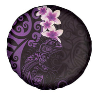 New Zealand Tuatara Plumeria Spare Tire Cover Maori Purple Koru Tribal Tattoo LT01 - Polynesian Pride