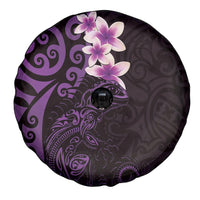 New Zealand Tuatara Plumeria Spare Tire Cover Maori Purple Koru Tribal Tattoo LT01 - Polynesian Pride