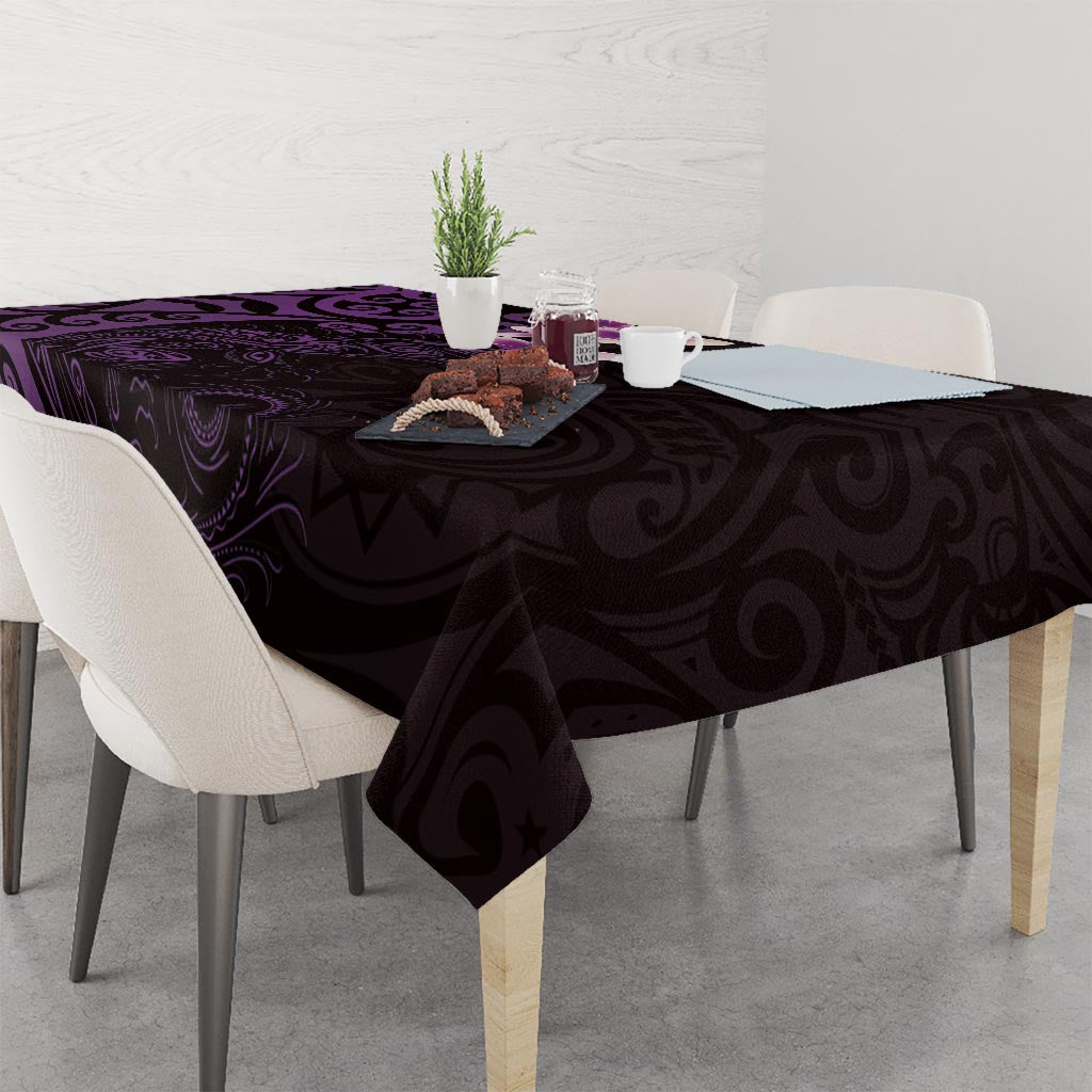 New Zealand Tuatara Plumeria Tablecloth Maori Purple Koru Tribal Tattoo LT01 - Polynesian Pride