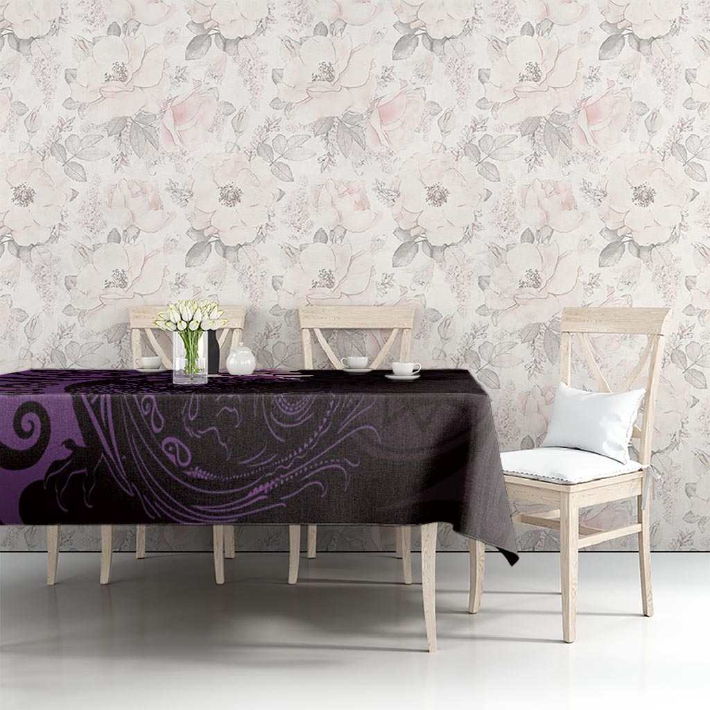 New Zealand Tuatara Plumeria Tablecloth Maori Purple Koru Tribal Tattoo LT01 - Polynesian Pride