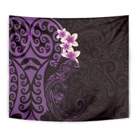 New Zealand Tuatara Plumeria Tapestry Maori Purple Koru Tribal Tattoo LT01 - Polynesian Pride